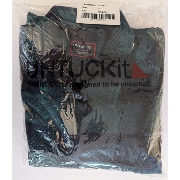 Women’s Green Winter Plaid Flannel Shirt UNTUCKit Small - Picture 3 of 5